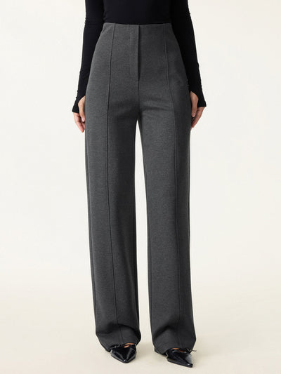 Stretch Ponte High Rise Straight Leg Pants with Pockets