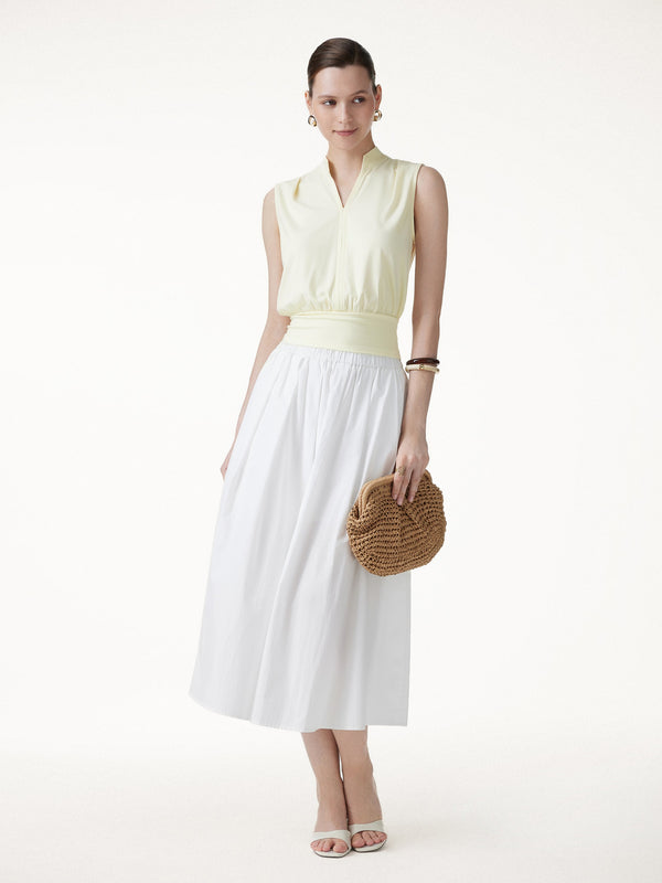 OGLmove Cotton-Viscose Stand Collar Sleeveless Top