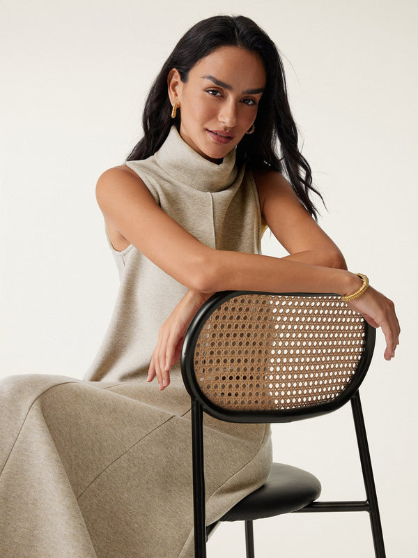 OGLmove Turtle Neck Split Hem Top Heather Morganite XXS