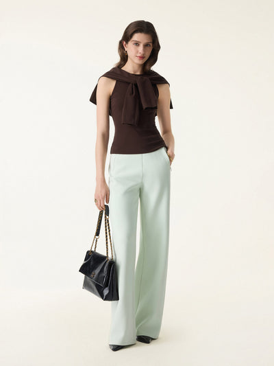 2Pcs Set Non-Itch Lyocell Wool Relaxed Cardigan & Round Neck Tank