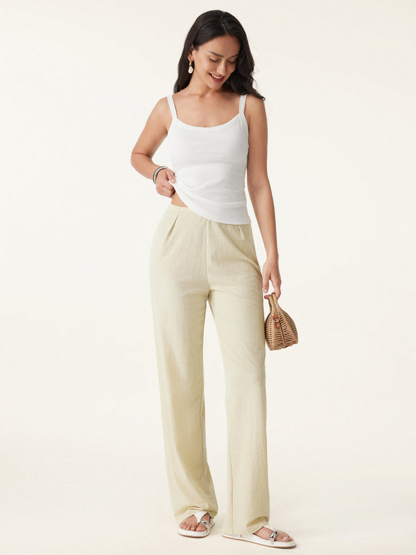 OGLmove Wrinkle-resistant Cotton-linen Straight Leg Pant