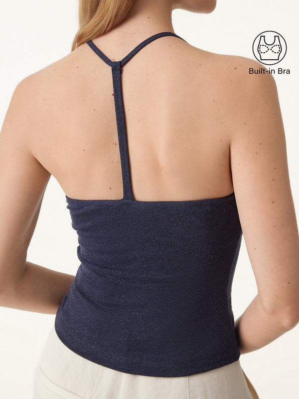 OGLmove 2Pcs Set Soft Linen Luxe V-neck T-back Airy Brami Tank