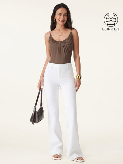 OGLmove Scoop Neck Gathered Spaghetti Brami Top