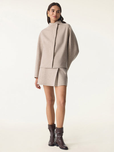 2Pcs Set Stand Collar Cropped Jacket & A-Line Pull on Skorts with Pockets
