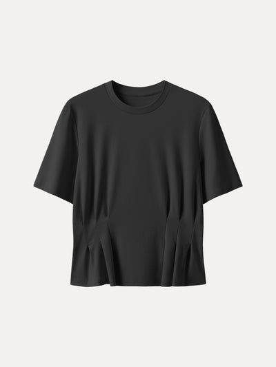 Crewneck Short Sleeve Cinched Waist Tee