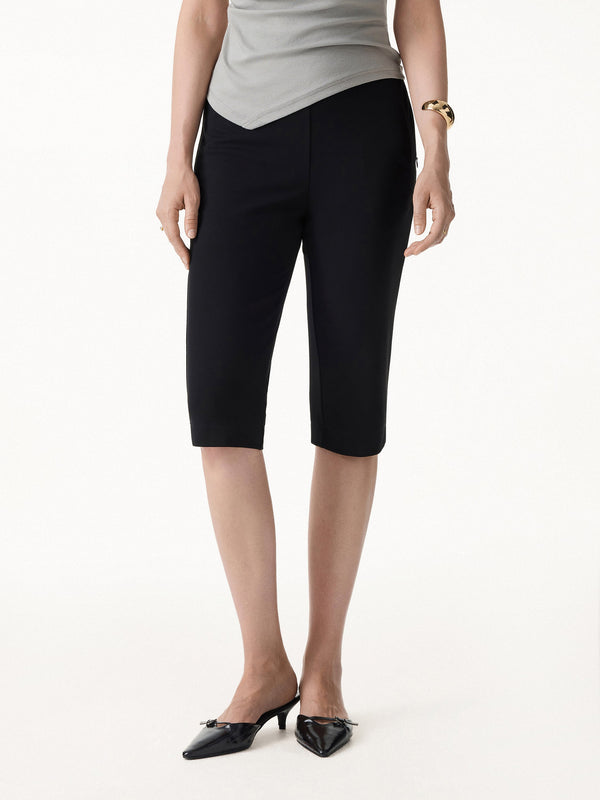 OGLmove Stretch Ponte Chic Capri Pant with Pockets Pure Black XS