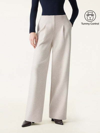 Tummy-Control Mid Rise Straight Leg Pull-on Pants