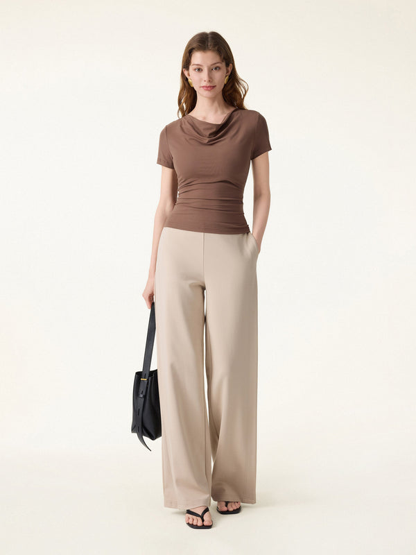 OGLmove Drapey Mid Rise Wide Leg Pull-on Pant with Pockets