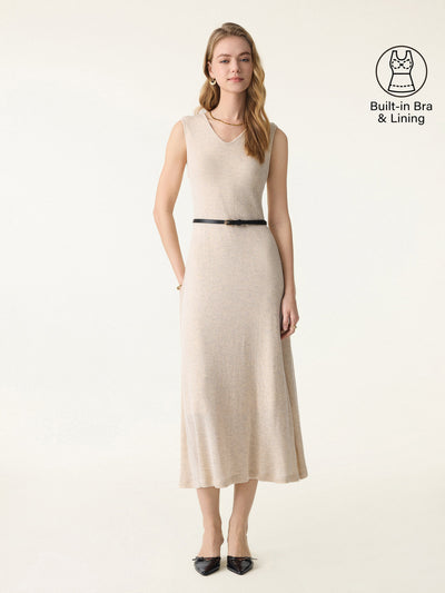 Soft Drape V-Neck Flared Midi Brami Dress