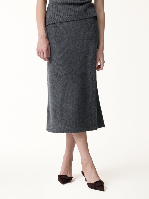 OGLmove The Everyday Textured Merino-Blend Knit Skirt Heather Midnight Grey XXS