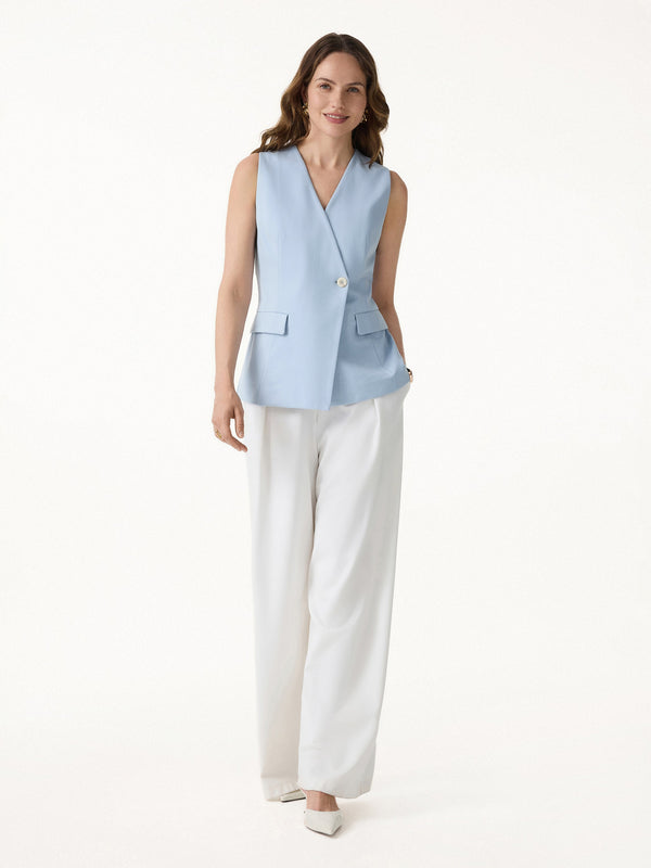 OGLmove Summer V-Neck Office Staple Waistcoat with Pockets