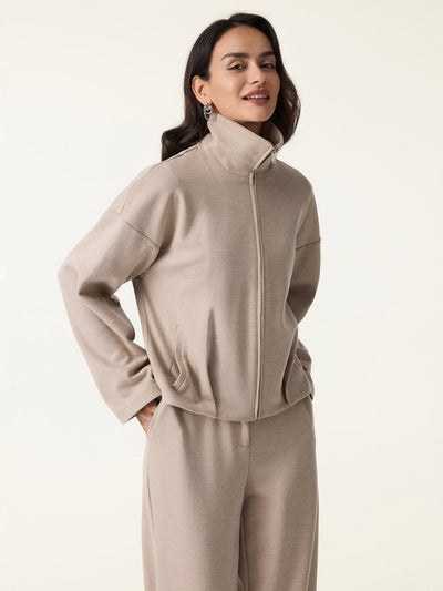 Herringbone Textured Full Zip Jacket