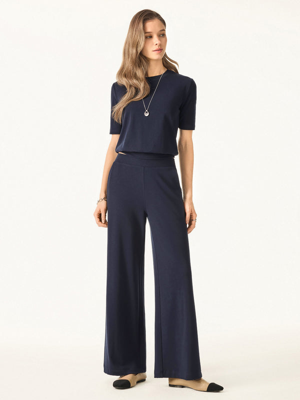 OGLmove Lyocell Wool Mid Rise Wide Leg Pull-on Pant with Pockets