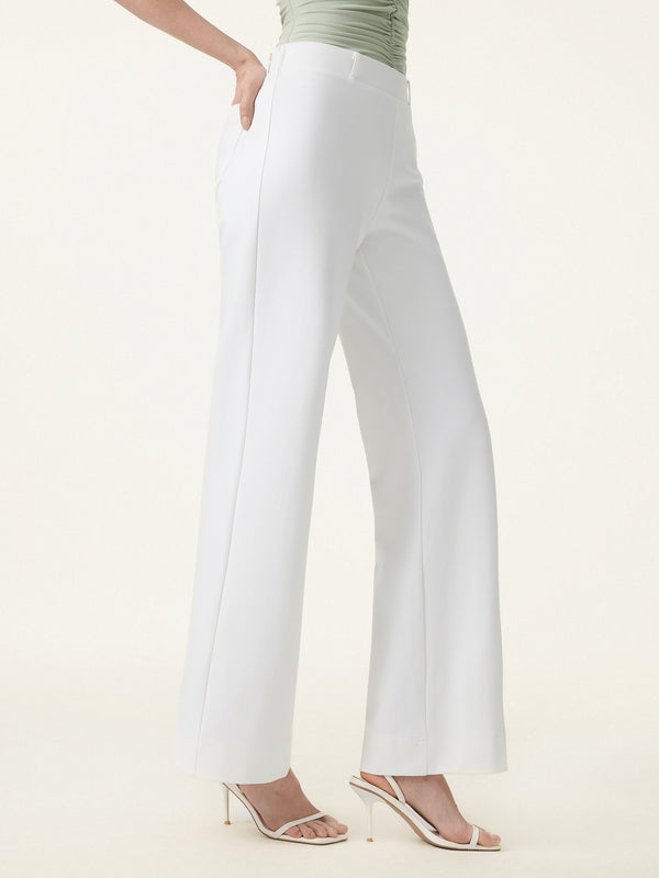 OGLmove Not-See-Thru Drapey Mid Rise Wide Leg Pull-on Pant with Pockets Regular White