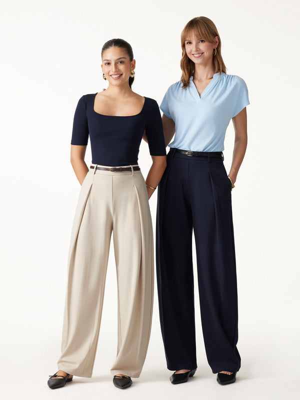 OGLmove Ponte High-Rise Barrel Pants with Pockets