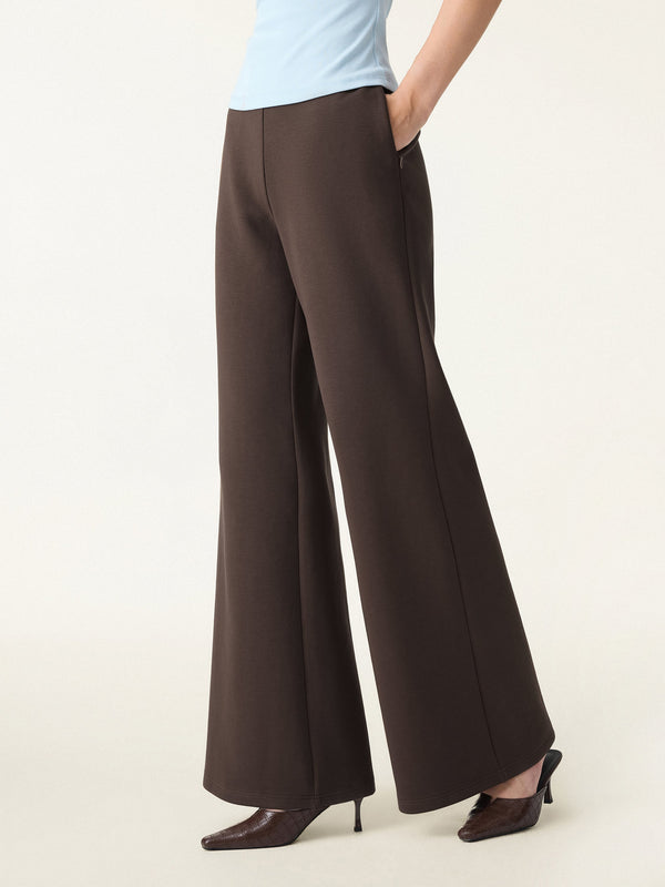 Stretch Cotton Blend High Rise Flared Pull-on Pants Regular Cedar Brown