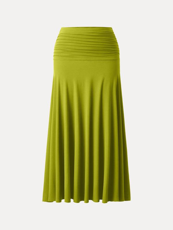 OGLmove Ultrasoft Mid Rise A-line Ruched Maxi Skirt