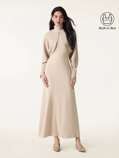 ProWarm Turtleneck Sleeveless Brami Dress with Cardigan