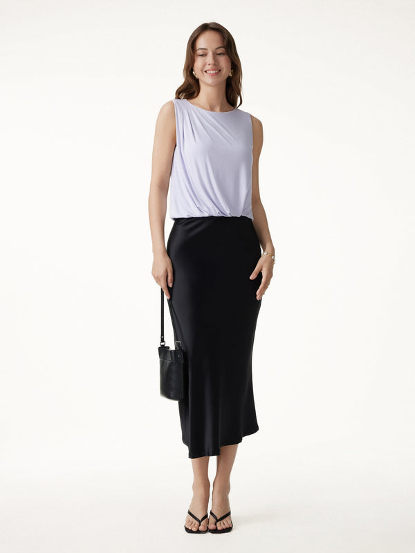 OGLmove Boatneck Gathered Hem Cropped Top