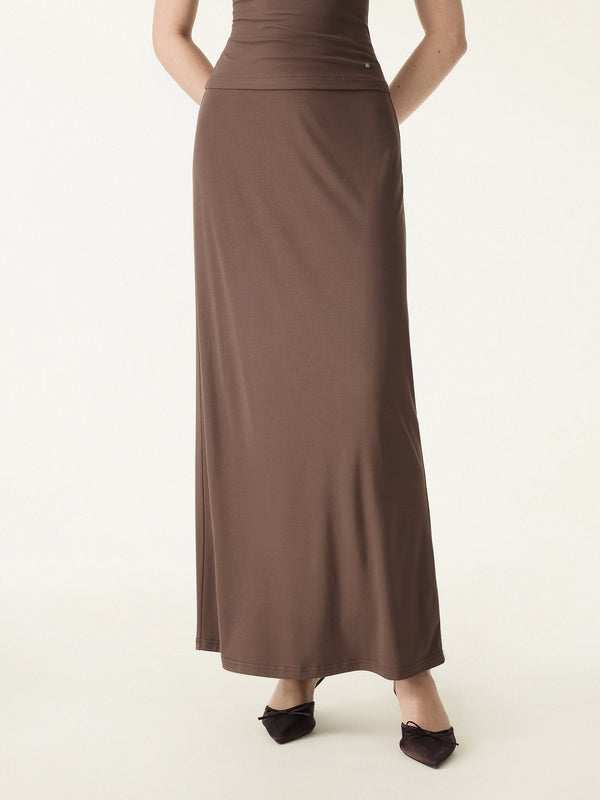 SkinKiss Ultra-Soft H-Line Maxi Skirt Iced Mocha XS