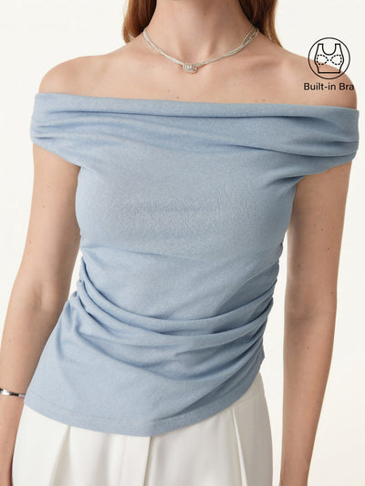 Cold Shoulder Cotton-Linen Gathered New Airy Brami