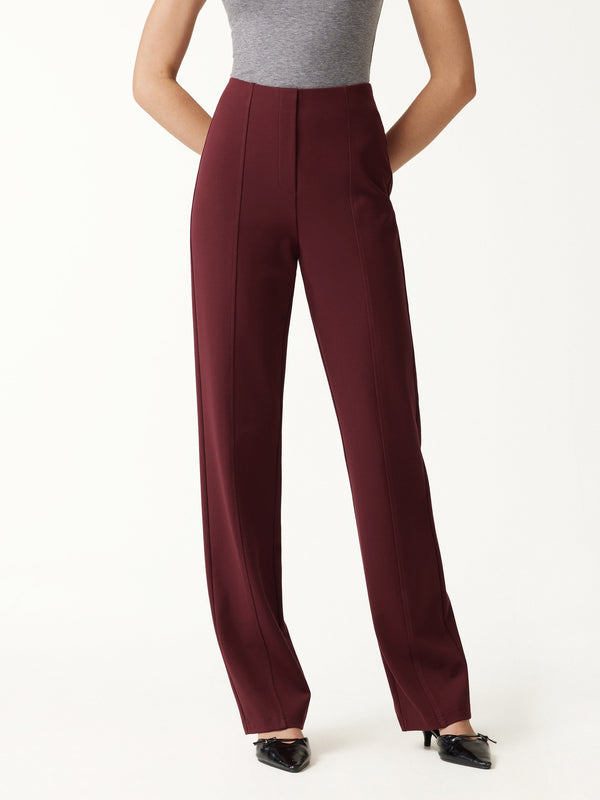 OGLmove Ponte High-Rise Straight-Leg Pants with Pockets Regular Crimson Red