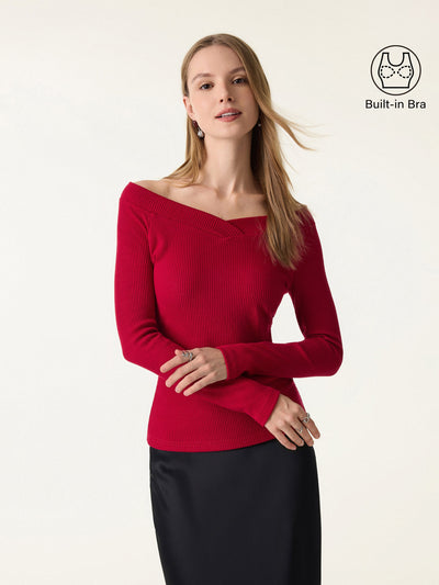 Non-Slip Ribbed Wide V-Neck Brami Top