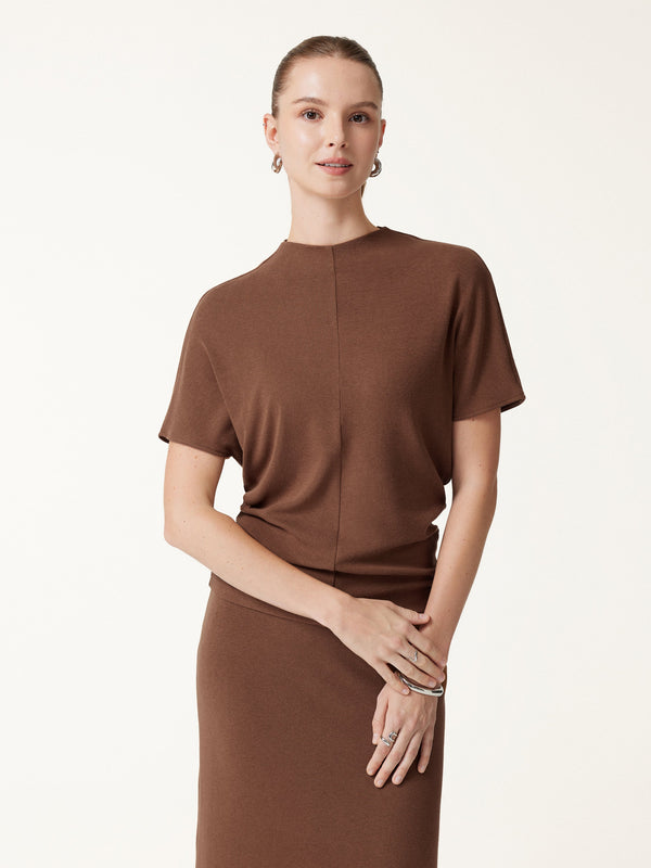 OGLmove Mock Neck Cap Sleeve Seamed Top Sweet Hazelnut XXS