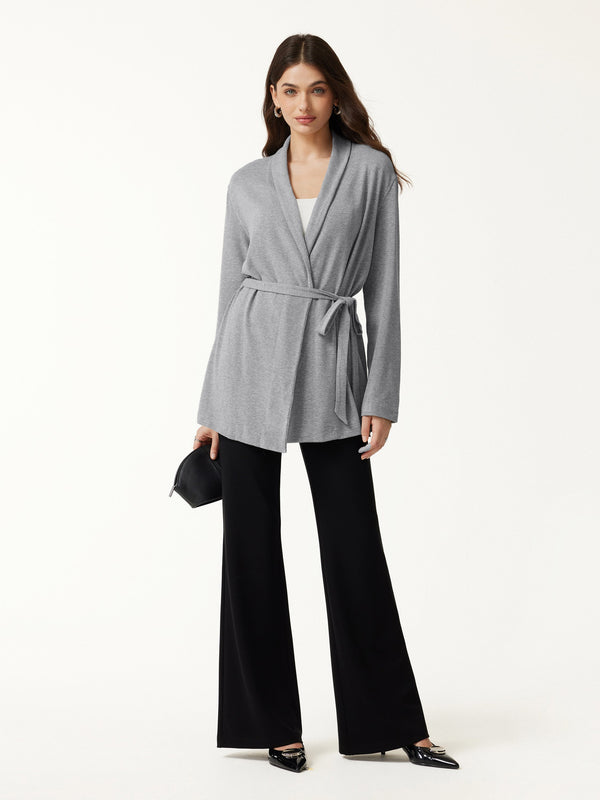 OGLmove Eco-Mousse Lapel Long Sleeve Belted Cardigan