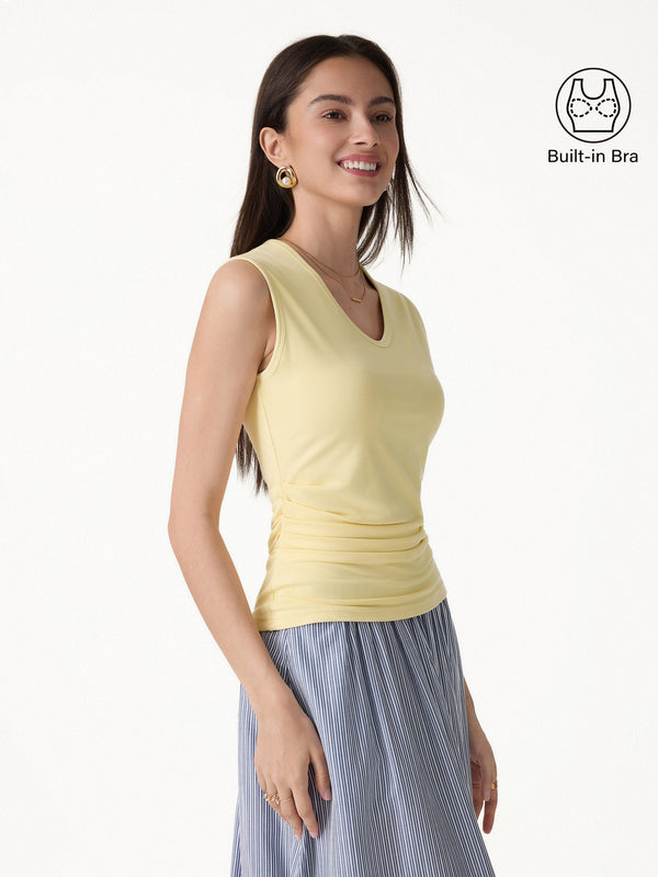 OGLmove Tucked Sleeveless Bra Top Butter Yellow XS