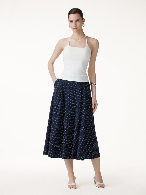 OGLmove Flared Midi Skirt with Pockets