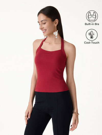 OGLmove Sleek Halter Bra Top Orange Flame XS