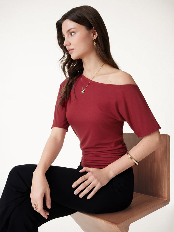 OGLmove Relaxed Short Sleeve Ruched Top