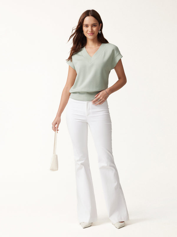 OGLmove Lyocell Spacer Knit V-Neck Banded Hem Top
