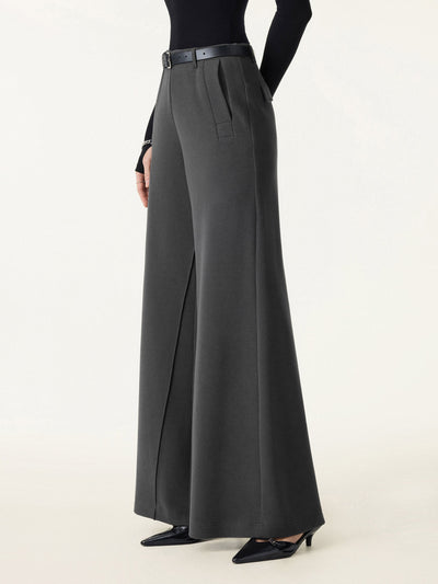 Tummy-Control Mid Rise Ultra-Wide Leg Pants with Pockets