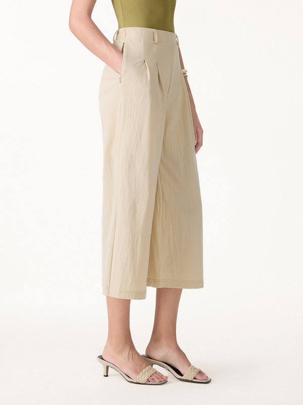 OGLmove Wrinkle-Resistant Linen-Like Cropped Wide Leg Pants